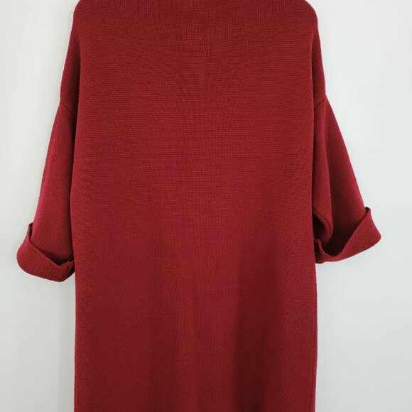 Red Sweater COCOGIO made in Italy - Large button up 50% Merino wool/ Acrylic - Picture 11 of 16